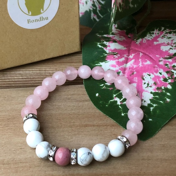 💗 Rose quartz with white howlite natural stones - Picture 7 of 17